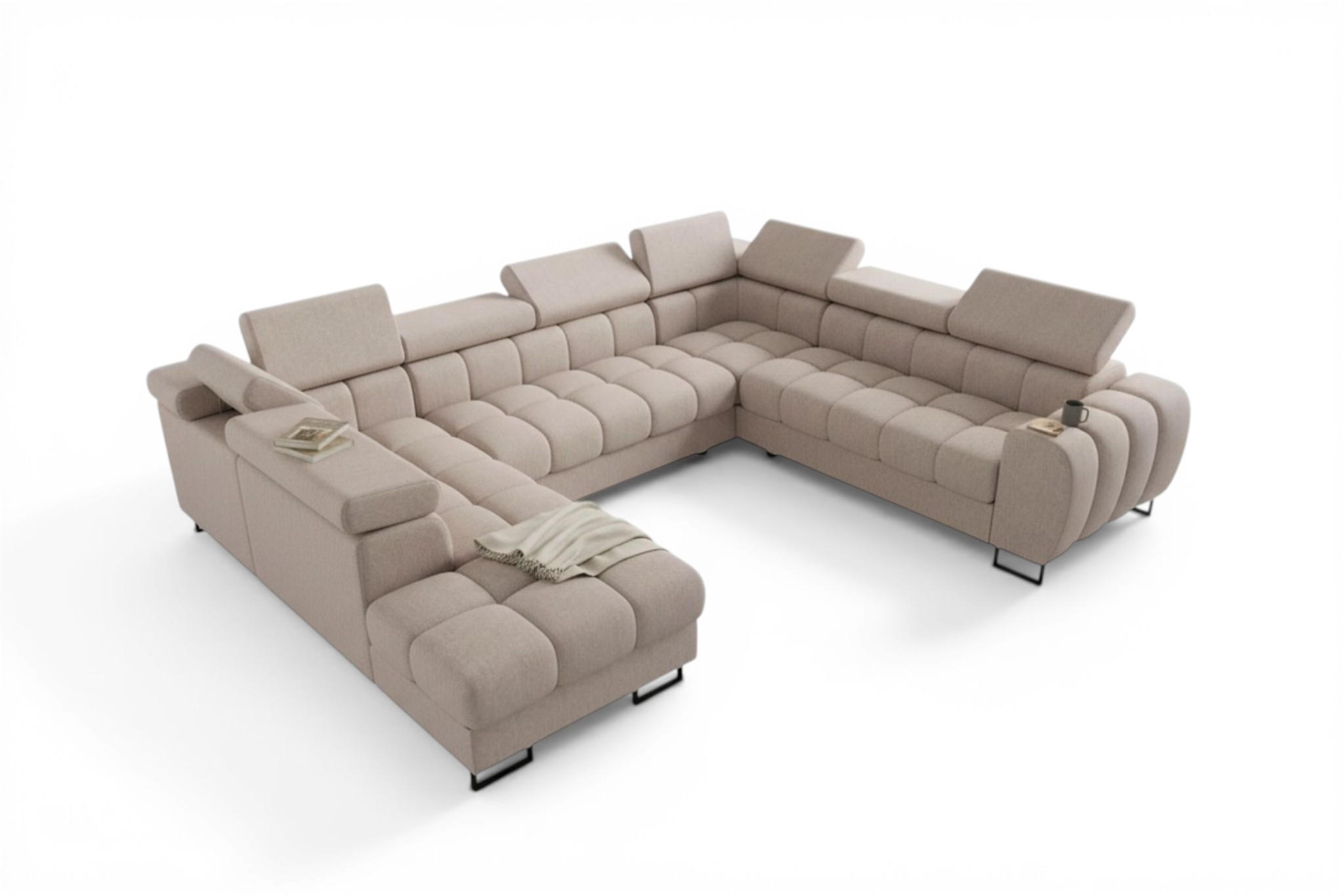 Fun Möbel Wohnlandschaft Creme 265x95x350 cm