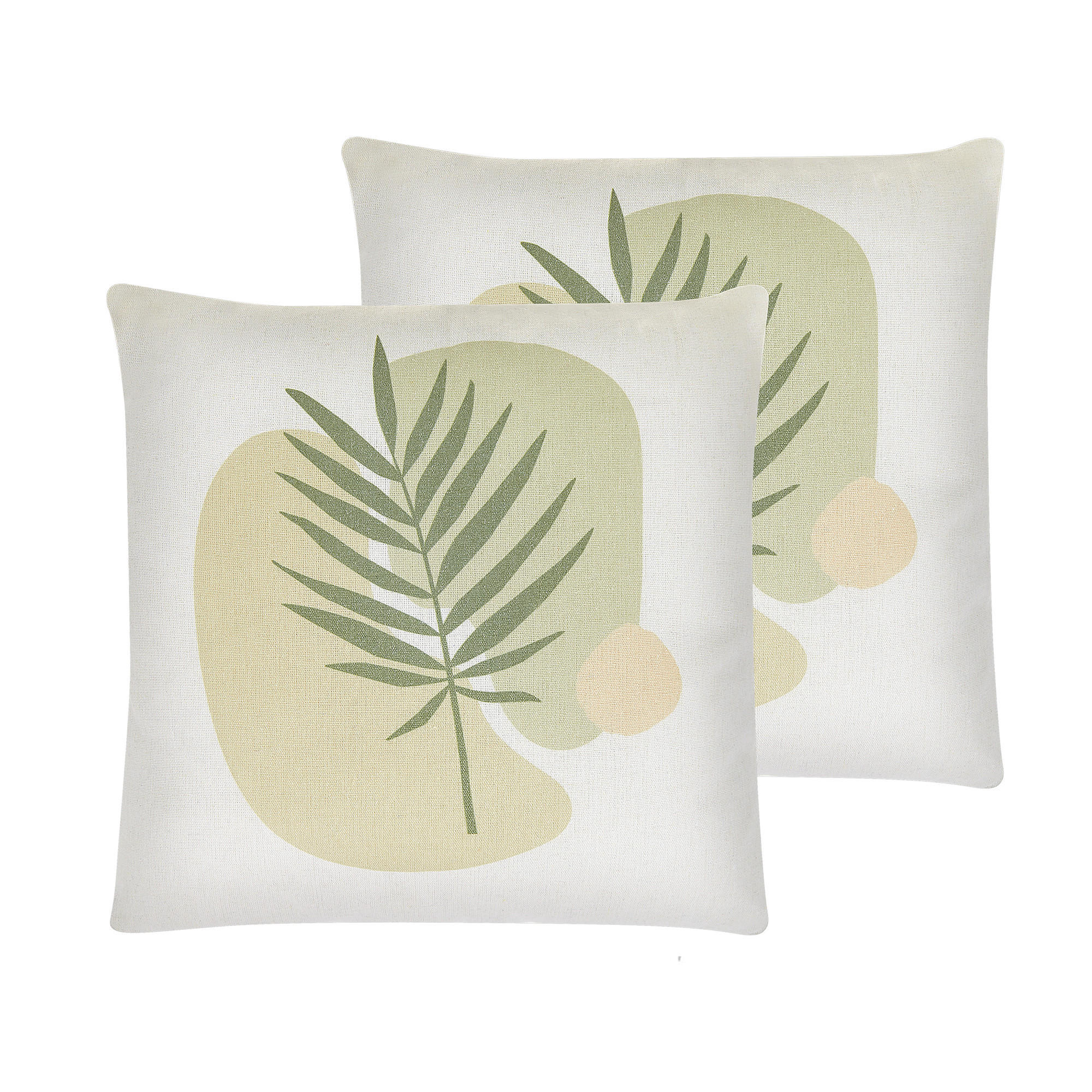 DEKOKISSEN 2er-Set Hellgrün 45/45 cm Microsorum - Hellgrün, Textil (45/45cm) - Beliani
