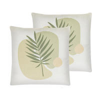 DEKOKISSEN 2er-Set Hellgrün 45/45 cm Microsorum - Hellgrün, Textil (45/45cm) - Beliani