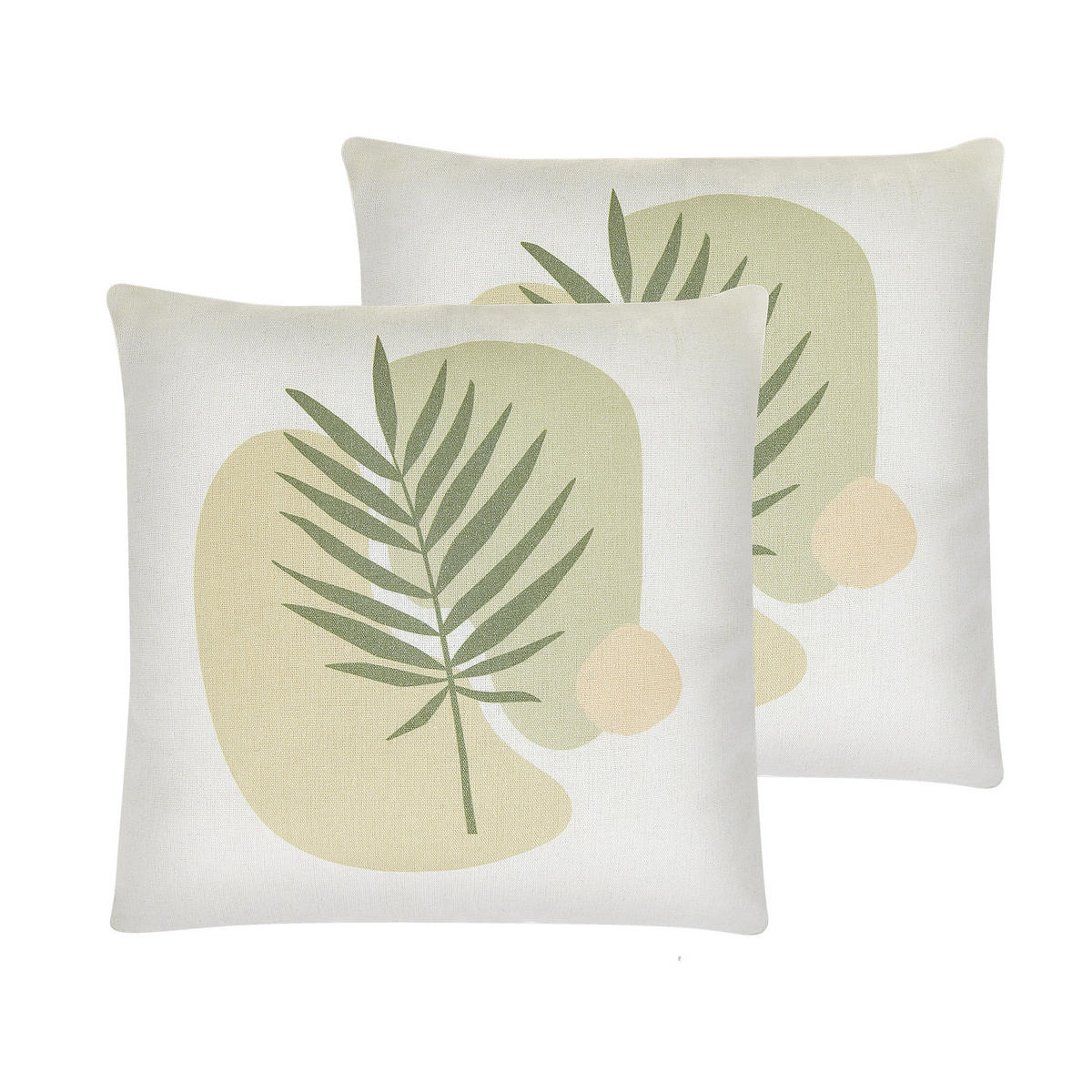 DEKOKISSEN 2er-Set Hellgrün 45/45 cm Microsorum - Hellgrün, Textil (45/45cm) - Beliani