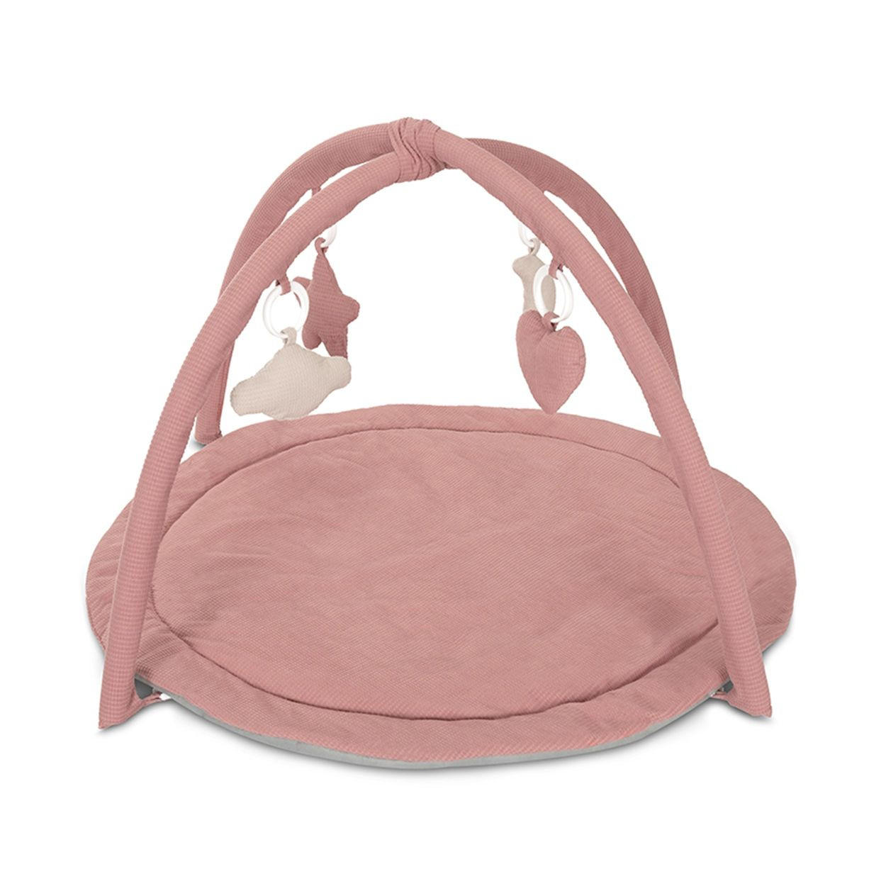 SPIELBOGEN Moments rosa Rassel, Greifling, vier Spielzeuge zum Abnehmen, 100% Polyester - Rosa, Textil (88/56/88cm) - Lorelli