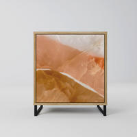 SIDEBOARD SANDHILLS SPLENDOUR, Eichefarben, 57,5x42x67,5 cm, Schwarze Metall-Rahmenfüße - Eichefarben/Multicolor, Holzwerkstoff/Metall (57.5/67.5/42cm) - SpaceRebels