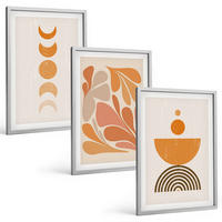 BILDER SET 3er Set - 40x60 cm Silberner Rahmen - Abstrakte orange Formen - Silberfarben, Kunststoff (40/60cm) - TULUP