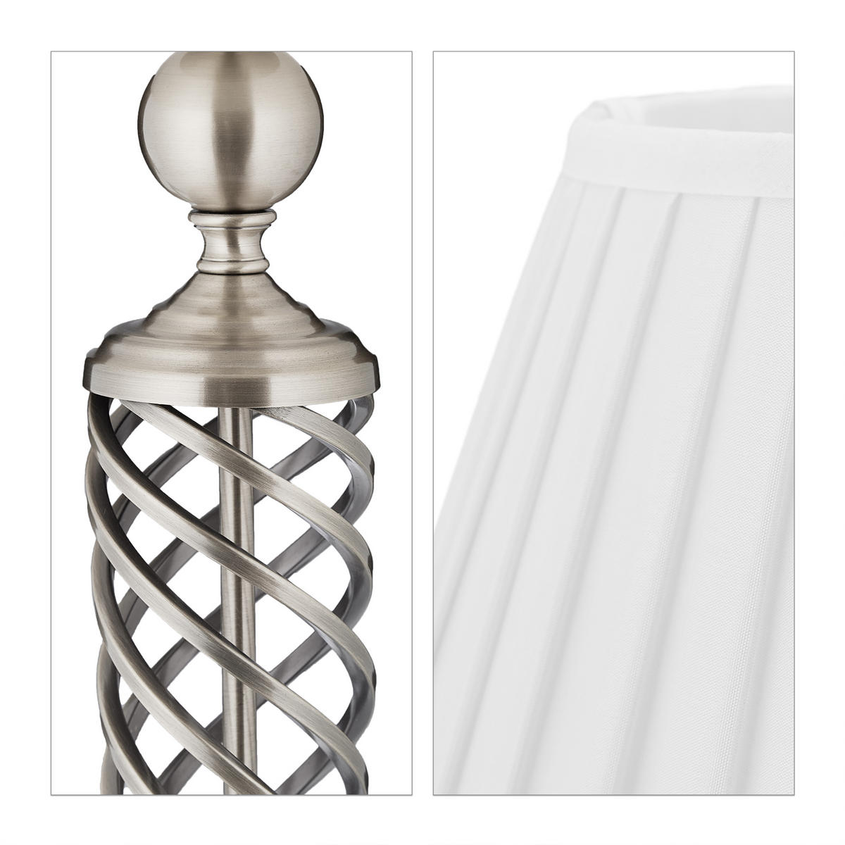 STEHLAMPE - Silberfarben, Kunststoff/Textil (42/42/157cm) - Relaxdays