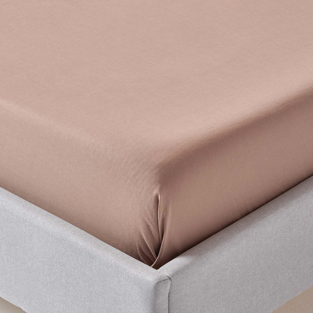 SATIN-BETTLAKEN ohne Gummizug, Bio-Baumwolle, Fadendichte 400 - Braun, Textil (230/255cm) - Homescapes