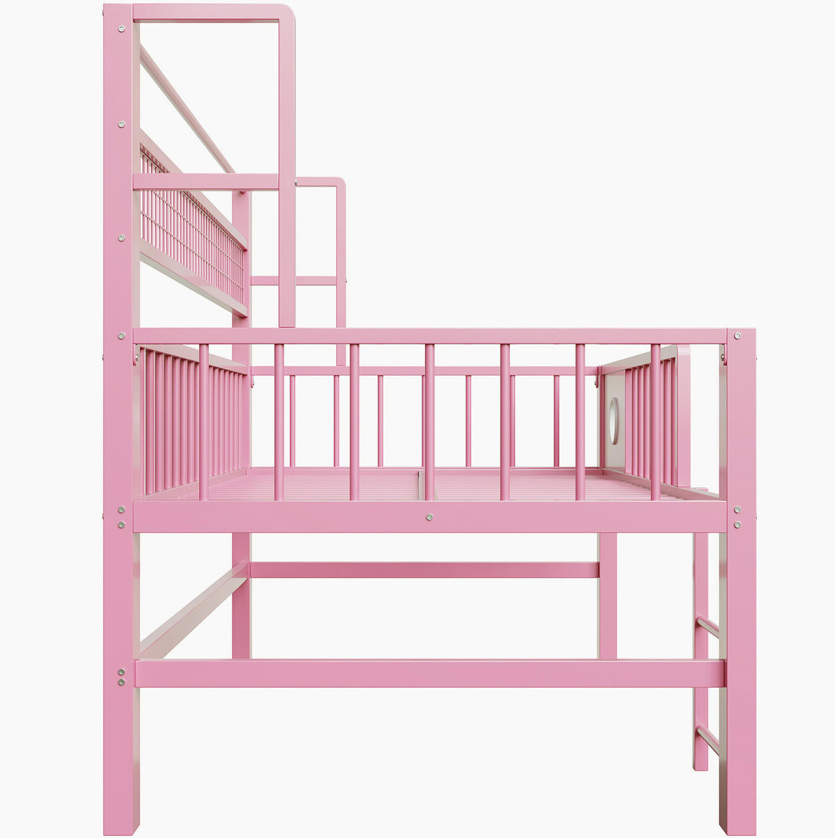KINDERBETT 90/200 cm rosa aus Metall und MDF mit Stauraum - Rosa, Holzwerkstoff (90/200cm) - OKWISH