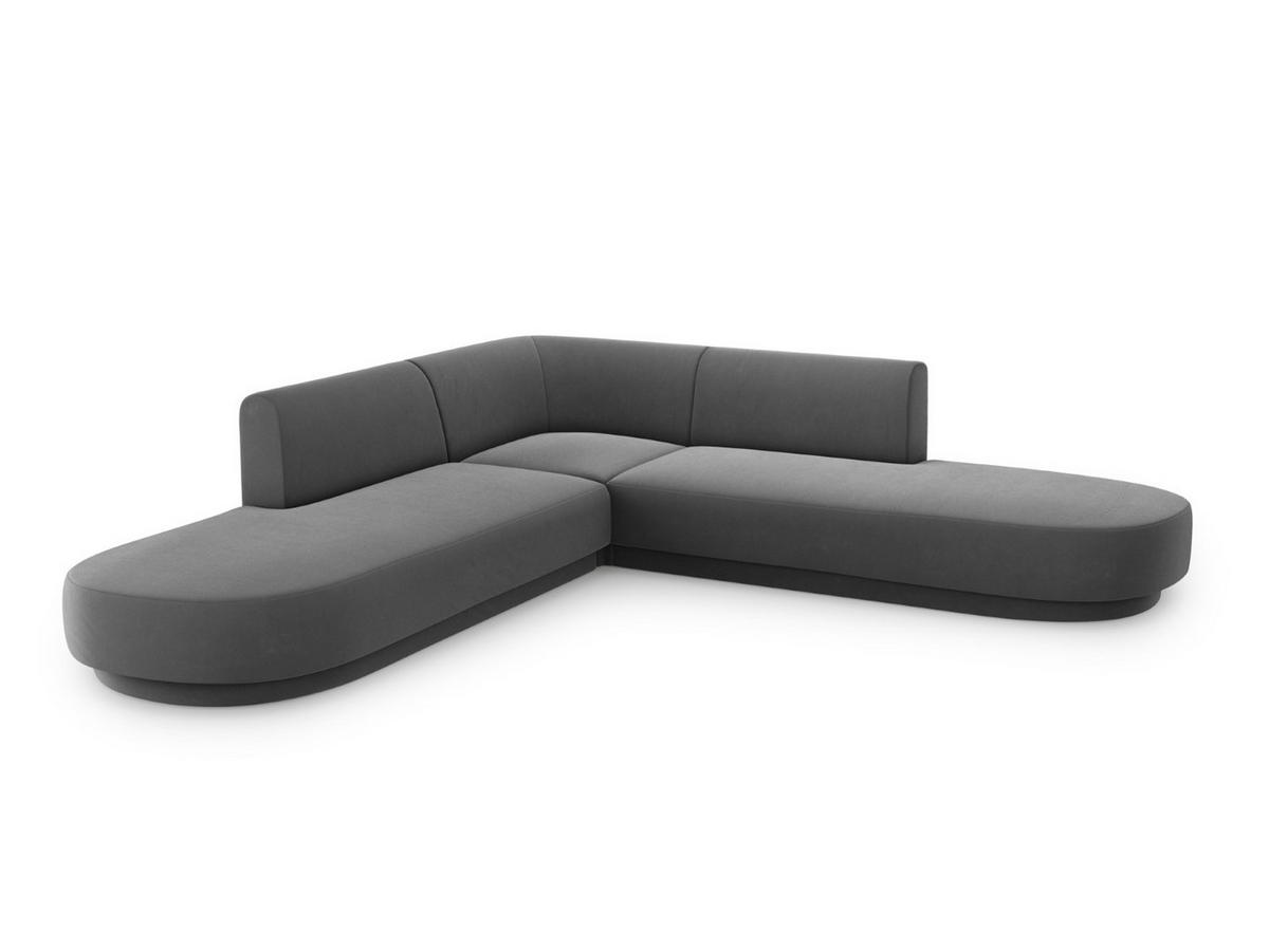 WENDBARES-ECKSOFA Miley aus Samt grau 5 Sitzplätze - Grau, Textil (248/248cm) - Micadoni