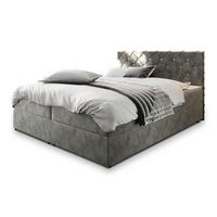 POSTEL BOXSPRING RIVA 140x200 cm, s matrací a úložným prostorem, šedá - šedá, kompozitní dřevo/textil (140/200cm) - MASSENO