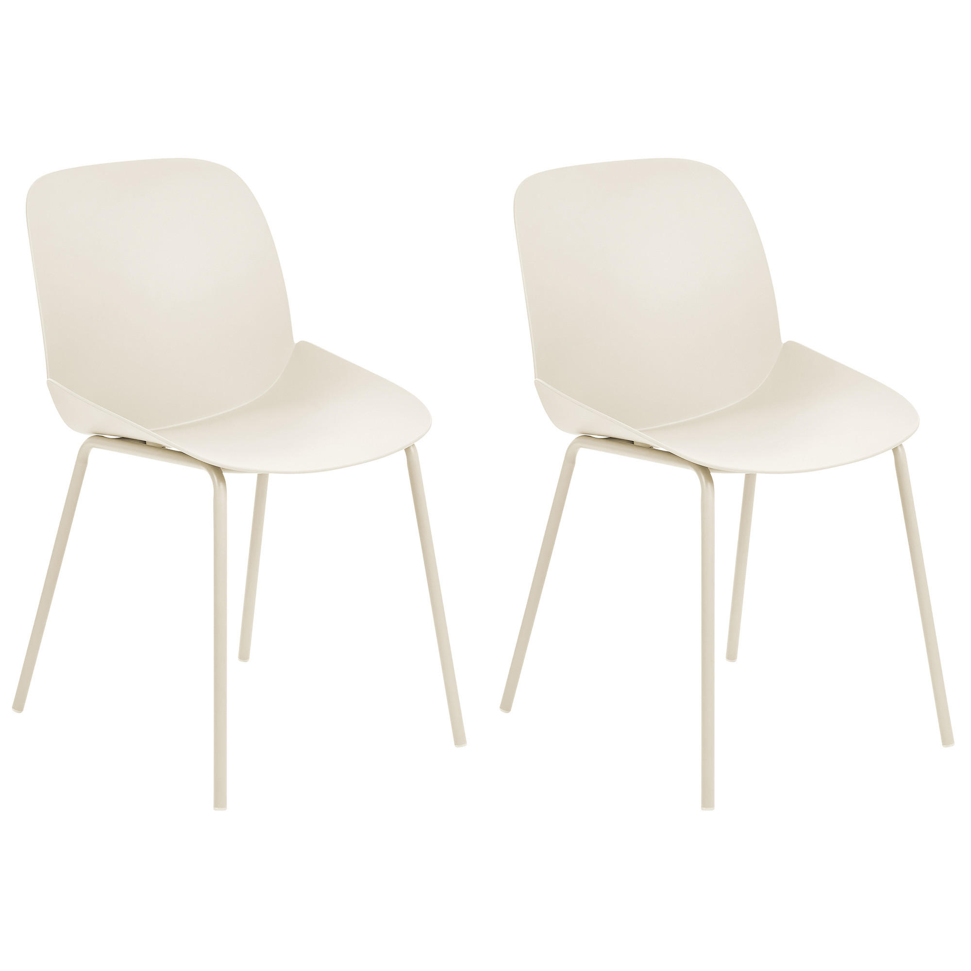 STUHL 2er-Set Kunststoff Beige Milaca - Beige, Kunststoff/Metall (46/81/62cm) - Beliani