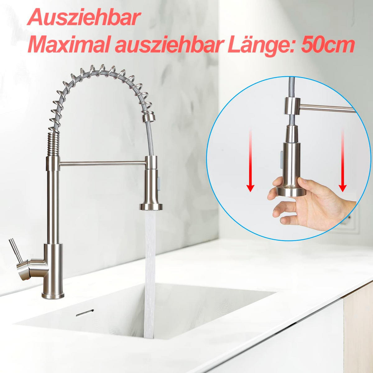 WASCHTISCHARMATUR Flurinj 5/55/25 cm - Silberfarben, Metall (5/55/25cm) - ZMH