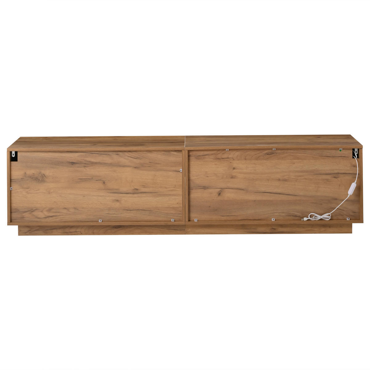 TV LOWBOARD 180cm 75 Zoll LED Glas Naturholz Schwarz modern - Naturfarben, Holzwerkstoff (40/45/180cm) - FLIEKS