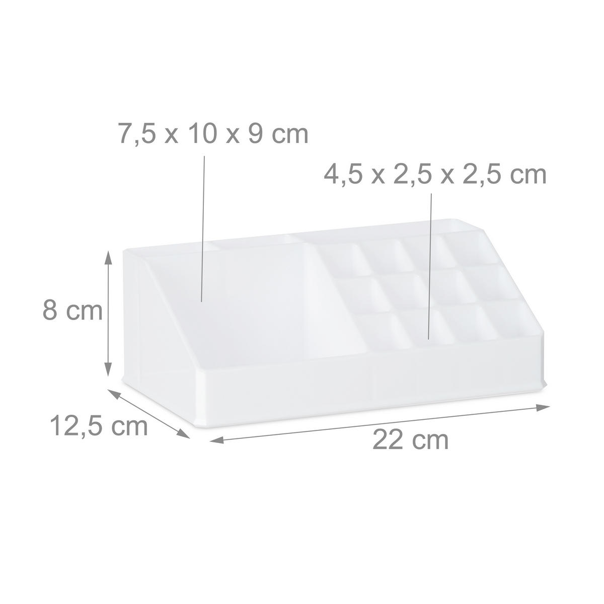 KOSMETIKORGANIZER - Weiß, Kunststoff (22/8/12.5cm) - Relaxdays