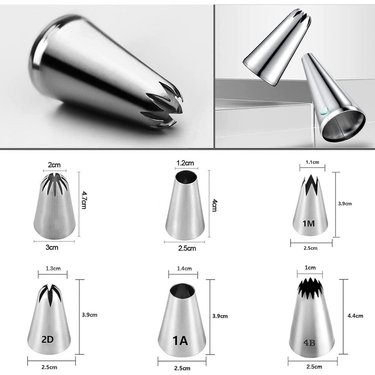SPRITZTÜLLEN Set 10 Stück Edelstahl - Silberfarben, Metall (3/2/4.7cm)