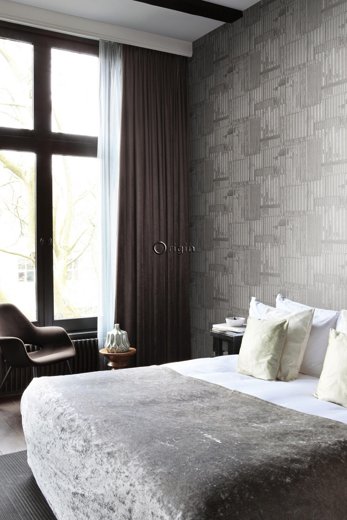 TAPETE industrielle Wellplatten aus Metall 3D 53 cm x 10.05 m - Grau, Papier (53/1000cm) - Origin Wallcoverings
