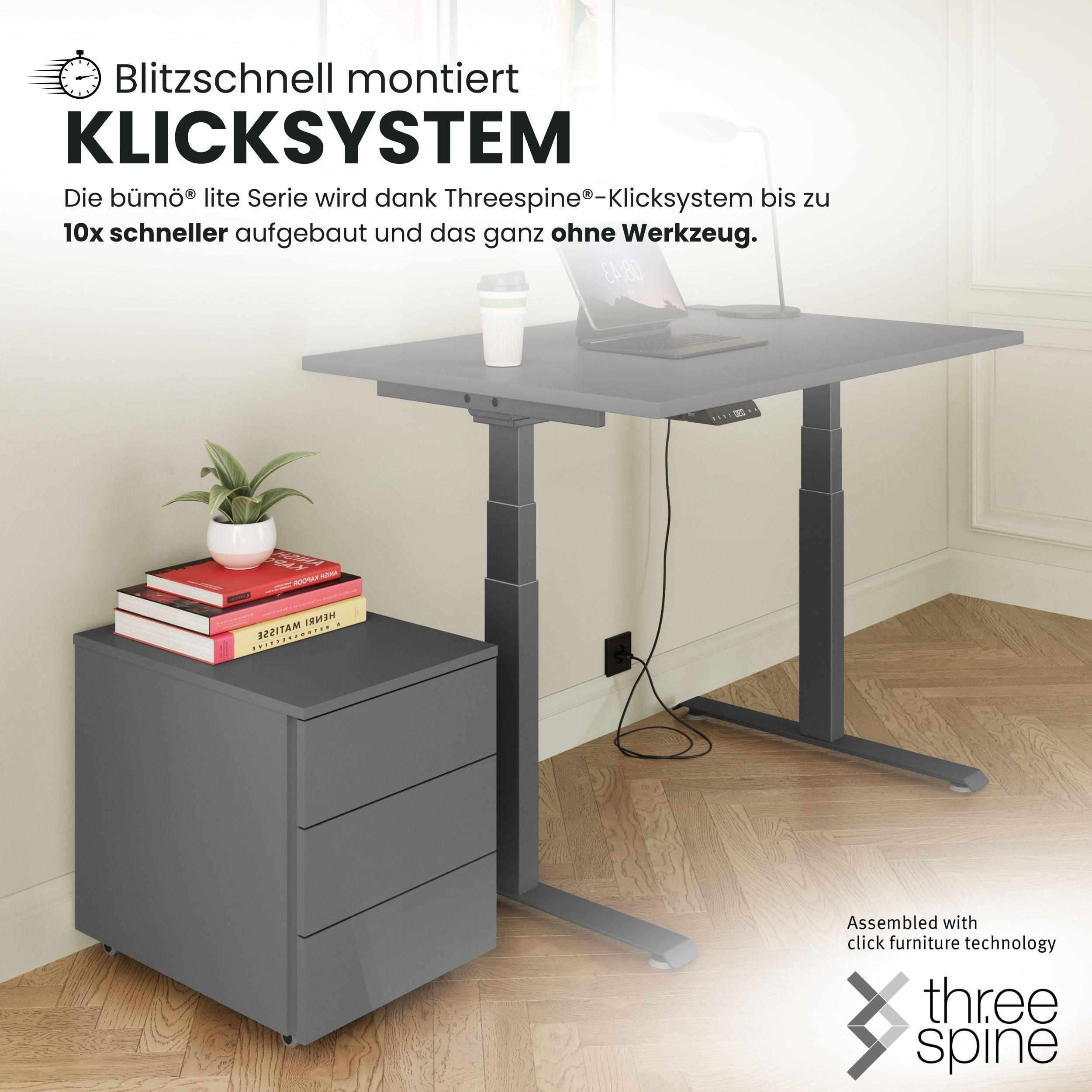 ROLLCONTAINER - mit 3 Schubladen 54,6/39/51 cm in Weiß - Weiß, Holzwerkstoff (39/51/54.6cm) - bümö
