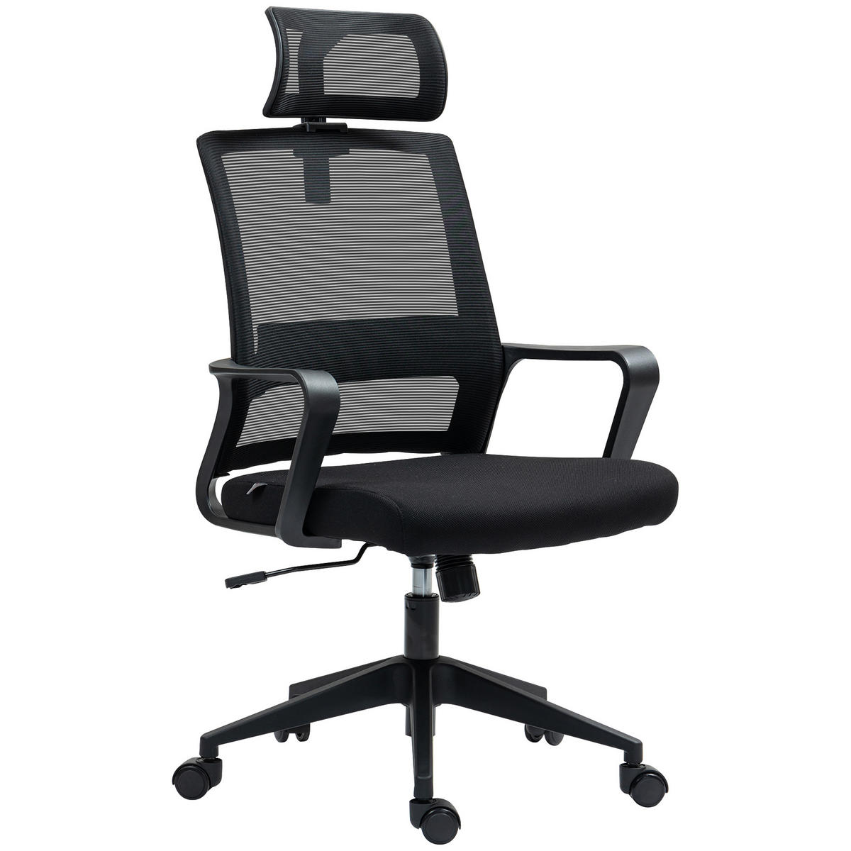 BÜROSTUHL DE-05161 Verstellbar mit Kopfstütze für Homeoffice Schwarz - Schwarz, Metall (60/112/64cm) - ComfortXL
