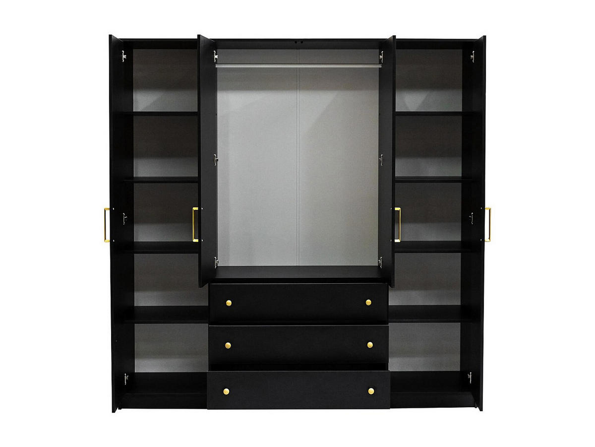 KLEIDERSCHRANK - 196 cm x 58 cm - Holz, Platte - Schwarz LIZANDRO - Schwarz, Holz (196/200/58cm) - Vente-Unique
