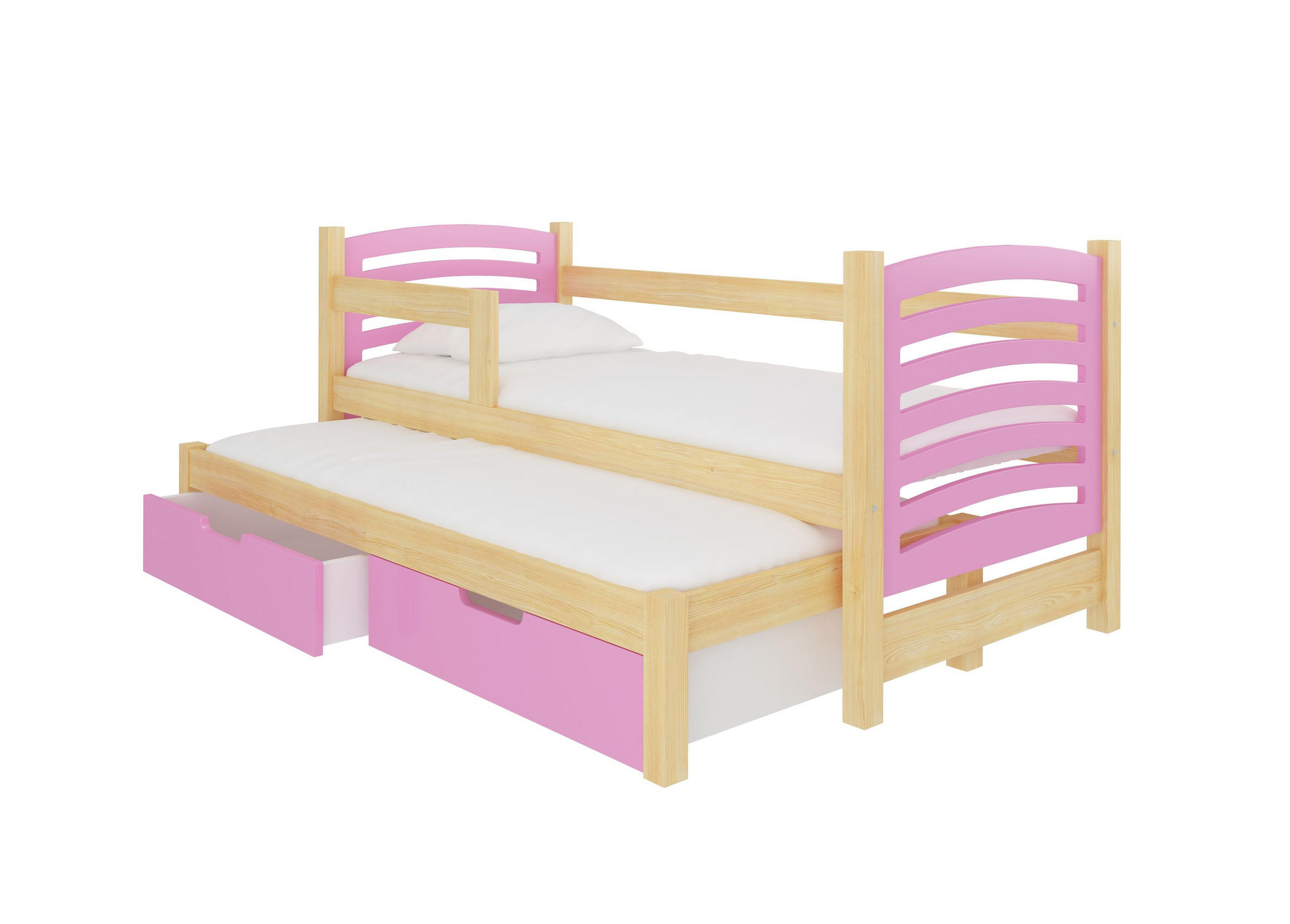 KINDERBETT Avila Kiefer Natur / rosa 188 / 81 / 80cm - Hellrosa/Braun, Holz/Holzwerkstoff (80/190cm) - Feldmann-Wohnen