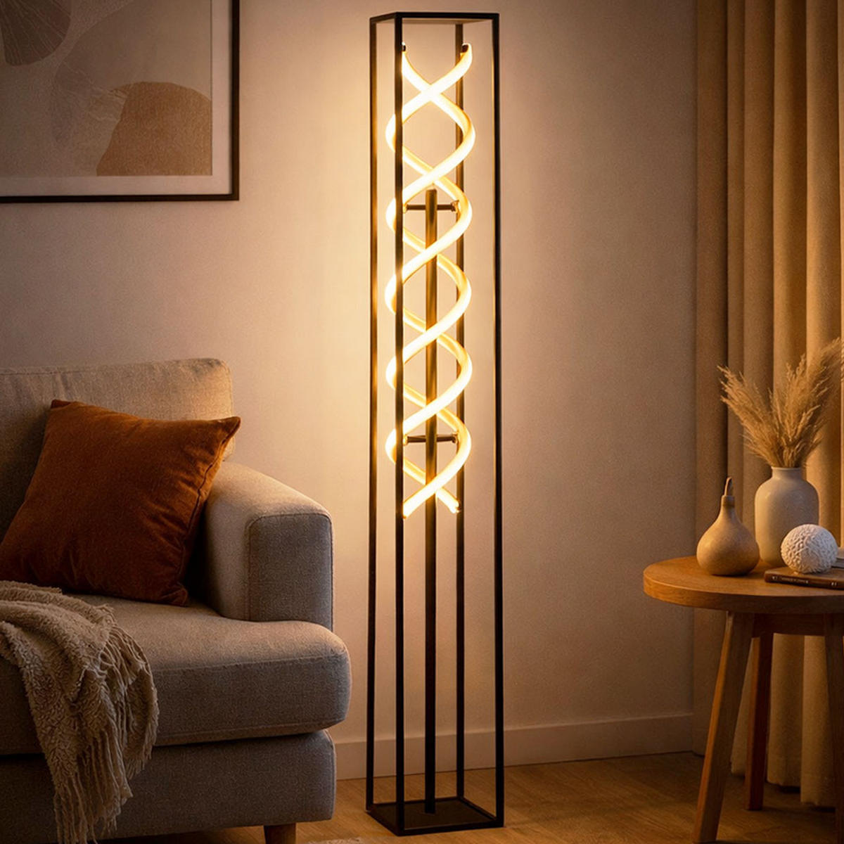 LED STEHLEUCHTE GIAN Schwarz Gold - Schwarz, Metall (20/20/135cm)