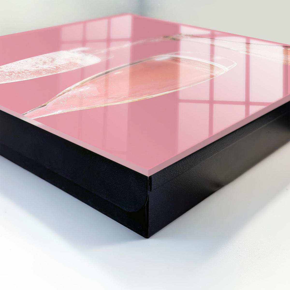 SCHLÜSSELBOX Schwarz 30x30 cm- Türöffnung nach rechts - Champagnergläser - Pink, Metall (30/30/5cm) - TULUP