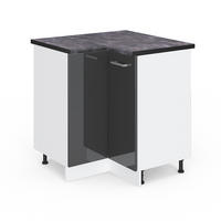 ECKUNTERSCHRANK R-Line Anthrazit Hochglanz 75.6 cm, AP Anthrazit - Anthrazit/Weiß, Holzwerkstoff (75.6/81.6/60cm) - Vicco