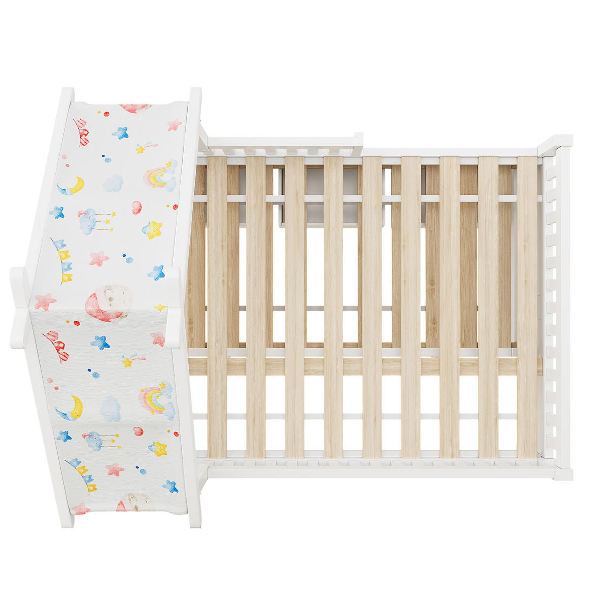 BETT 140/200 mit Ausziehbett, Schubladen und Sicherheitsgittern in Weiß - Weiß, Holzwerkstoff (140/200cm) - EVRYAE