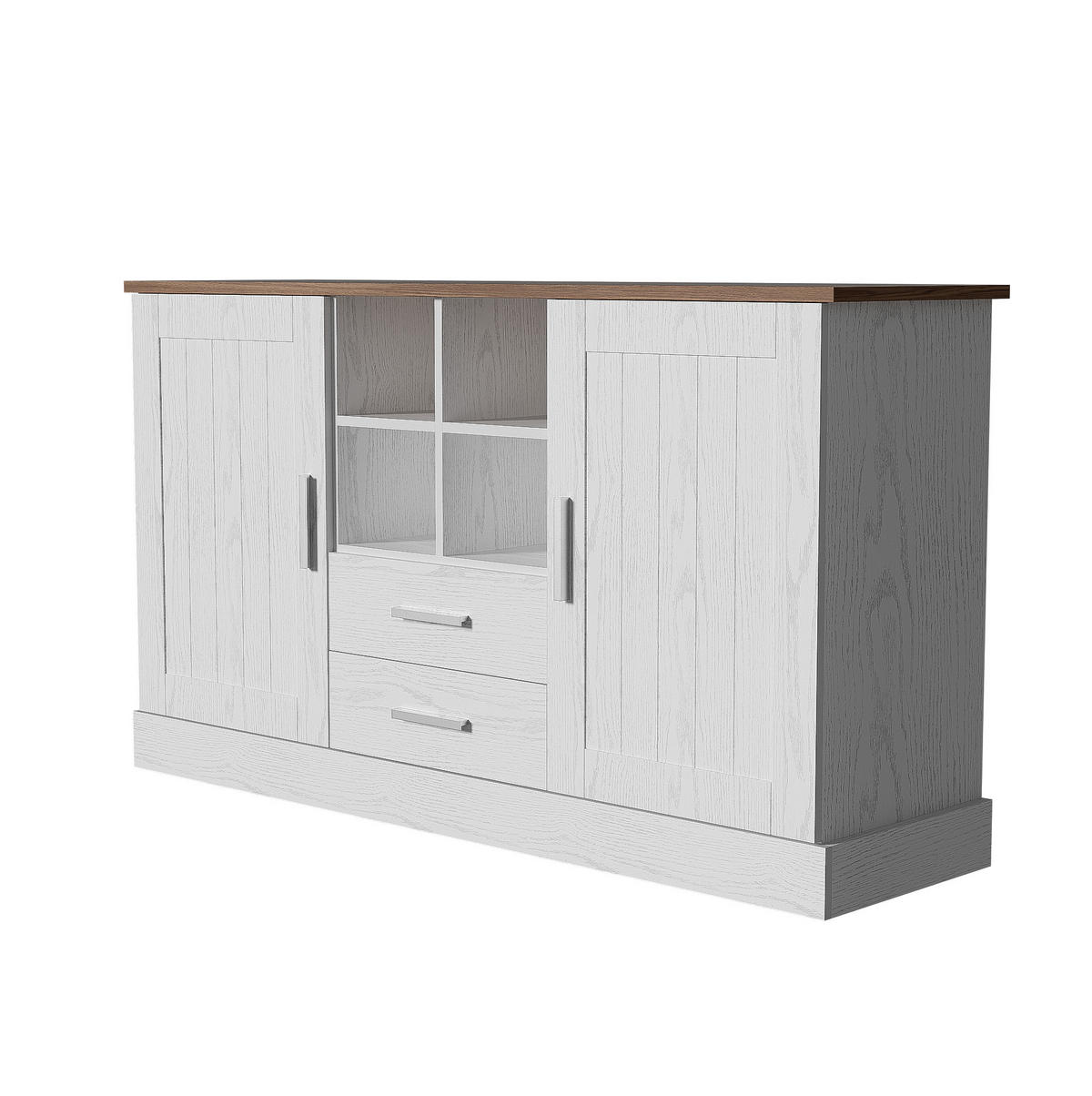 SIDEBOARD mit 2 Türen und 2 Schubladen 140 x 40 x 79,5 cm Brown White Wood - Braun, Holzwerkstoff (140/79.5/40cm) - Meubliv