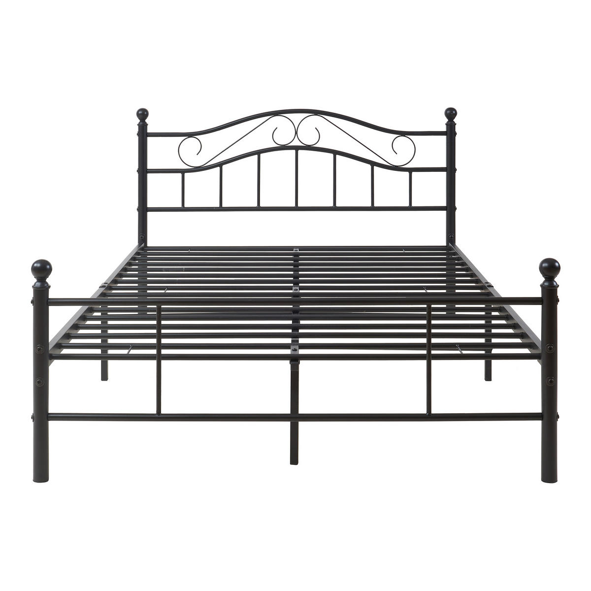 METALLBETT Florenz mit Matratze - Schwarz, Textil/Metall (120/200cm) - [en.casa]