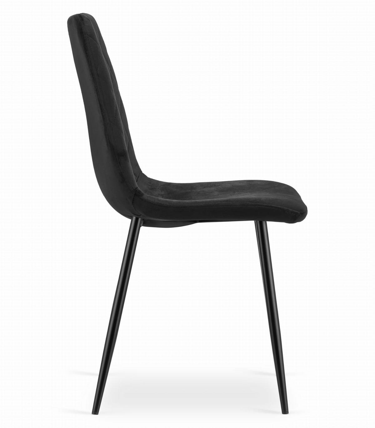 STUHL SCANNO 6-er Set, Schwarz, mit Samtstoff gepolstert - Schwarz, Textil/Metall (45/89/53cm) - Komodee