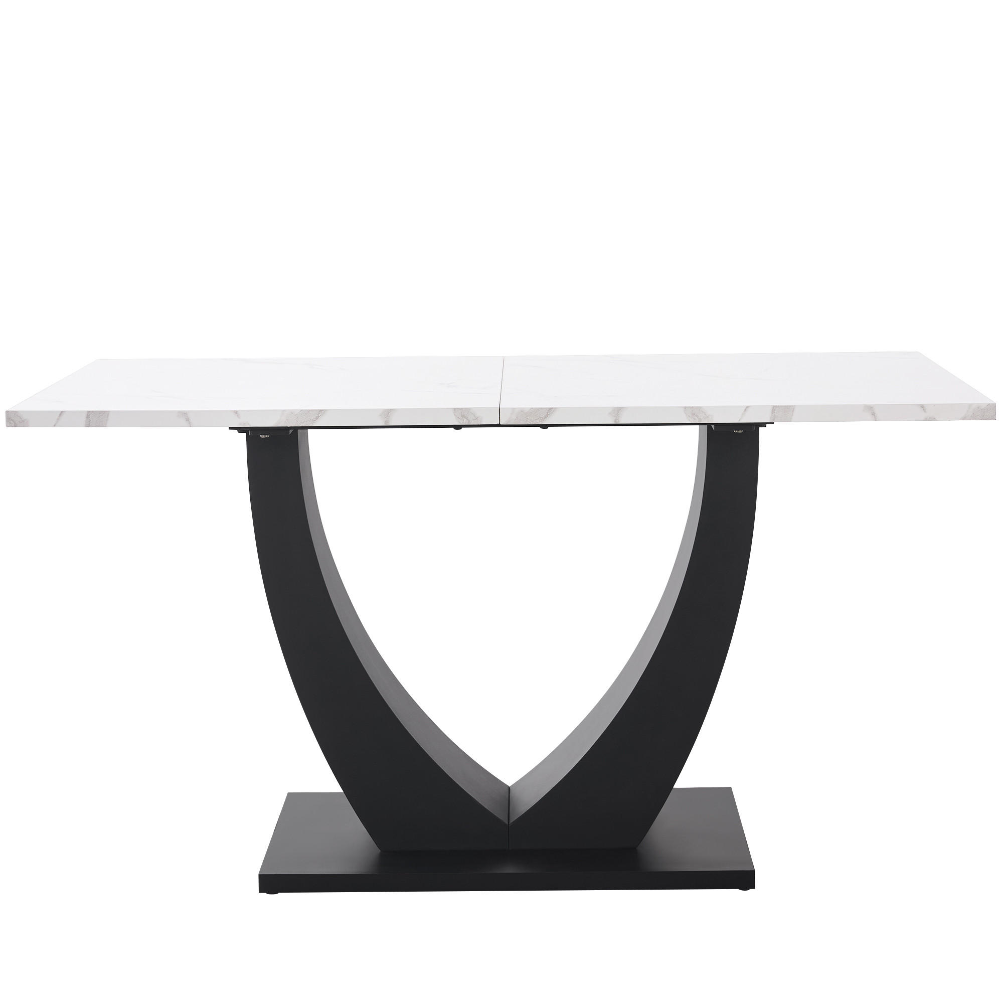 ESSTISCH mit Metallgestell 140/75/75,5 cm in Weiß/Schwarz mit Marmor-Optik - Weiß, Holzwerkstoff (140/75/75.5cm) - BEAOK