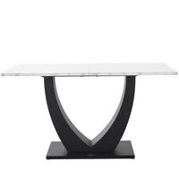 ESSTISCH mit Metallgestell 140/75/75,5 cm in Weiß/Schwarz mit Marmor-Optik - Weiß, Holzwerkstoff (140/75/75.5cm) - BEAOK