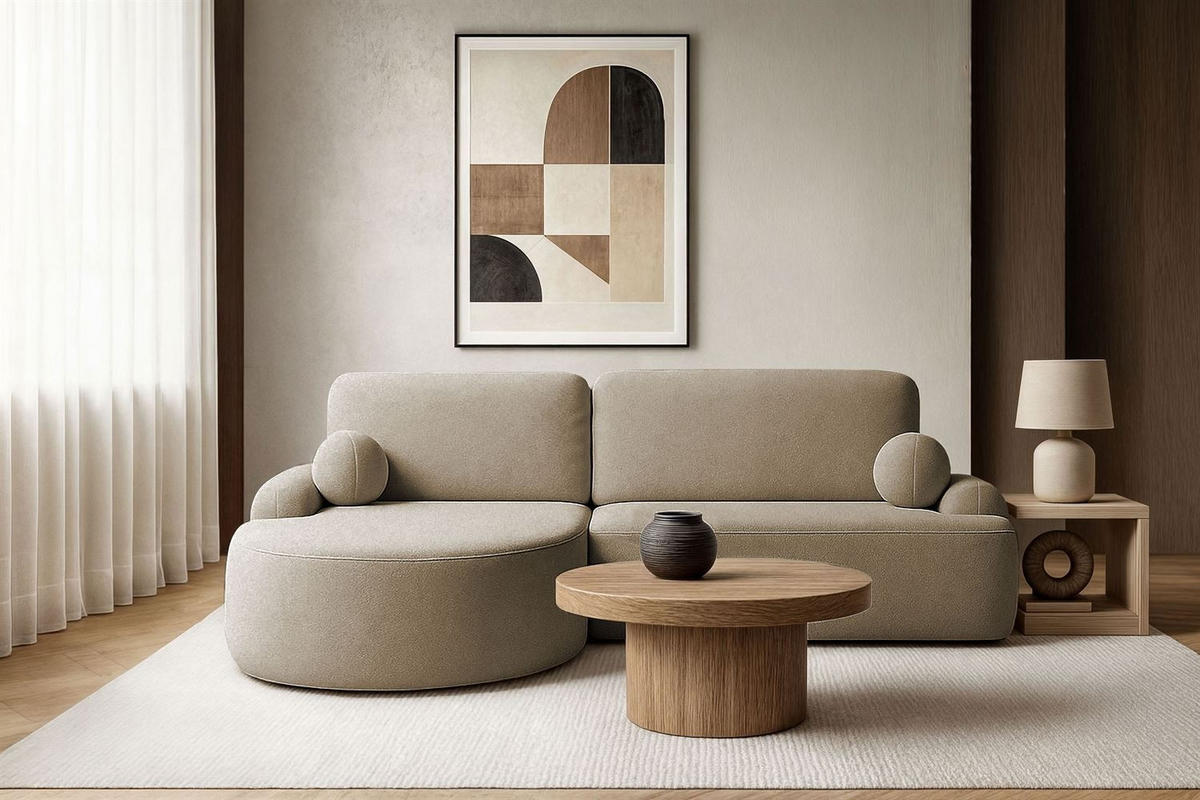 ECKSOFA CLEO mit Schlaffunktion Version Linke QUELLE 18 - Cappuccino, Kunststoff (264/172cm) - Lookway