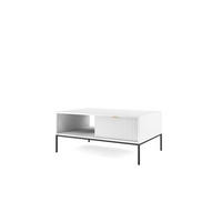 COUCHTISCH NOVA - L104, goldenen Akzenten, 104x68x46 cm Weiß - Schwarz/Weiß, Holzwerkstoff/Kunststoff (68/104/46cm) - DomoHome