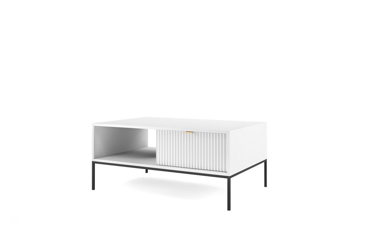 COUCHTISCH NOVA - L104, goldenen Akzenten, 104x68x46 cm Weiß - Schwarz/Weiß, Holzwerkstoff/Kunststoff (68/104/46cm) - DomoHome