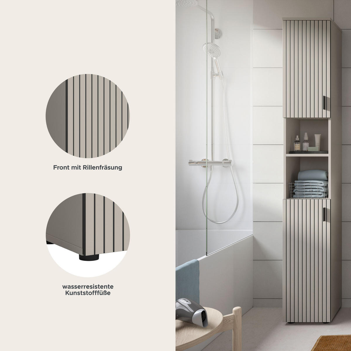 BADSCHRANK MONE (B/H/T: ca. 30/192/30 cm) in Kaschmir/Kaschmir - Kaschmir, Holzwerkstoff (30/192/30cm)