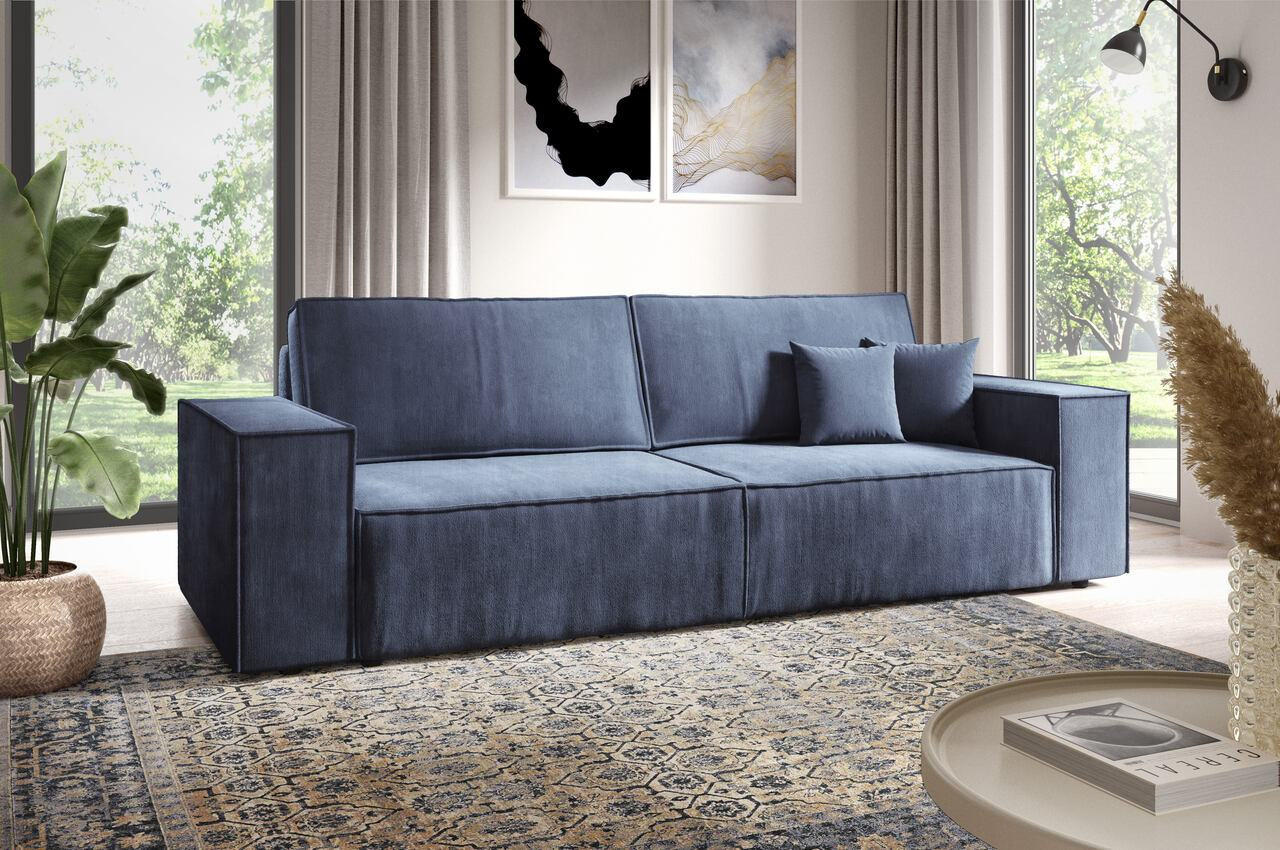 SCHLAFSOFA mit Bettkasten Hellblau - Anthrazit, Textil (255/88/102cm) - Furnisell