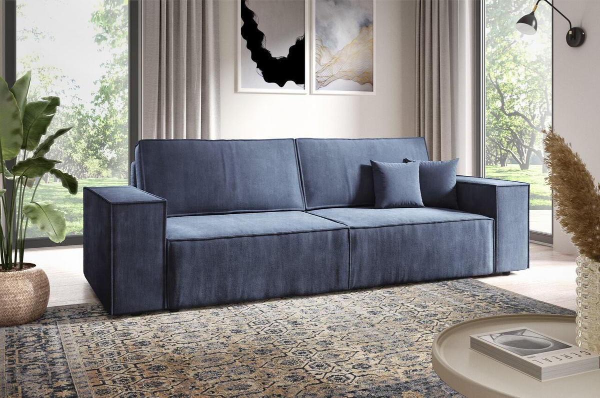 SCHLAFSOFA mit Bettkasten Hellblau - Anthrazit, Textil (255/88/102cm) - Furnisell