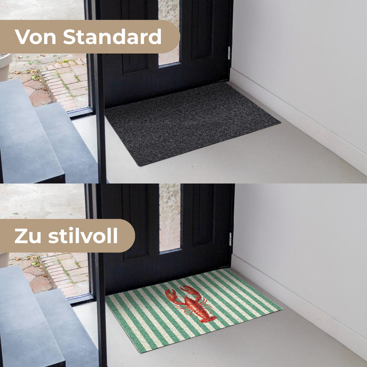 FUSSMATTE Krebs - Streifen - Realistisch - Sommerlich 90x60 cm - Multicolor, Kunststoff (90/0.4cm) - MuchoWow