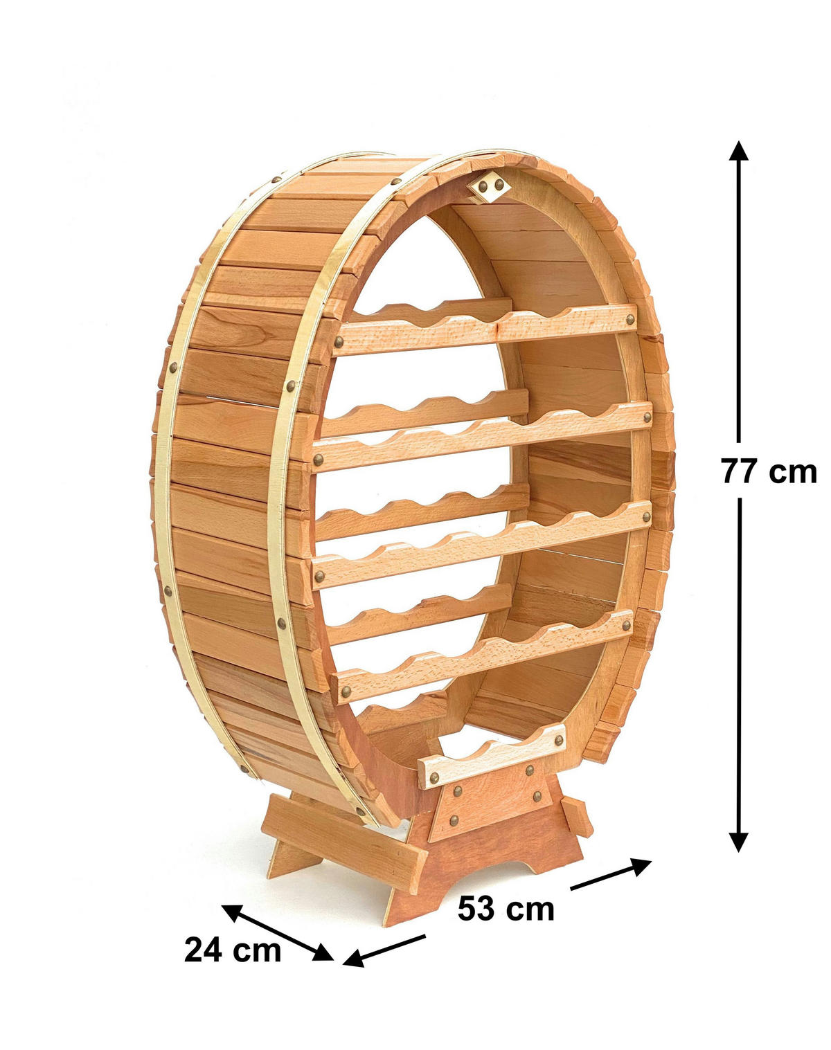 WEINREGAL für 18 Flaschen Holz Stehend 77 cm - Braun, Holz (53/77/24cm) - DanDiBo