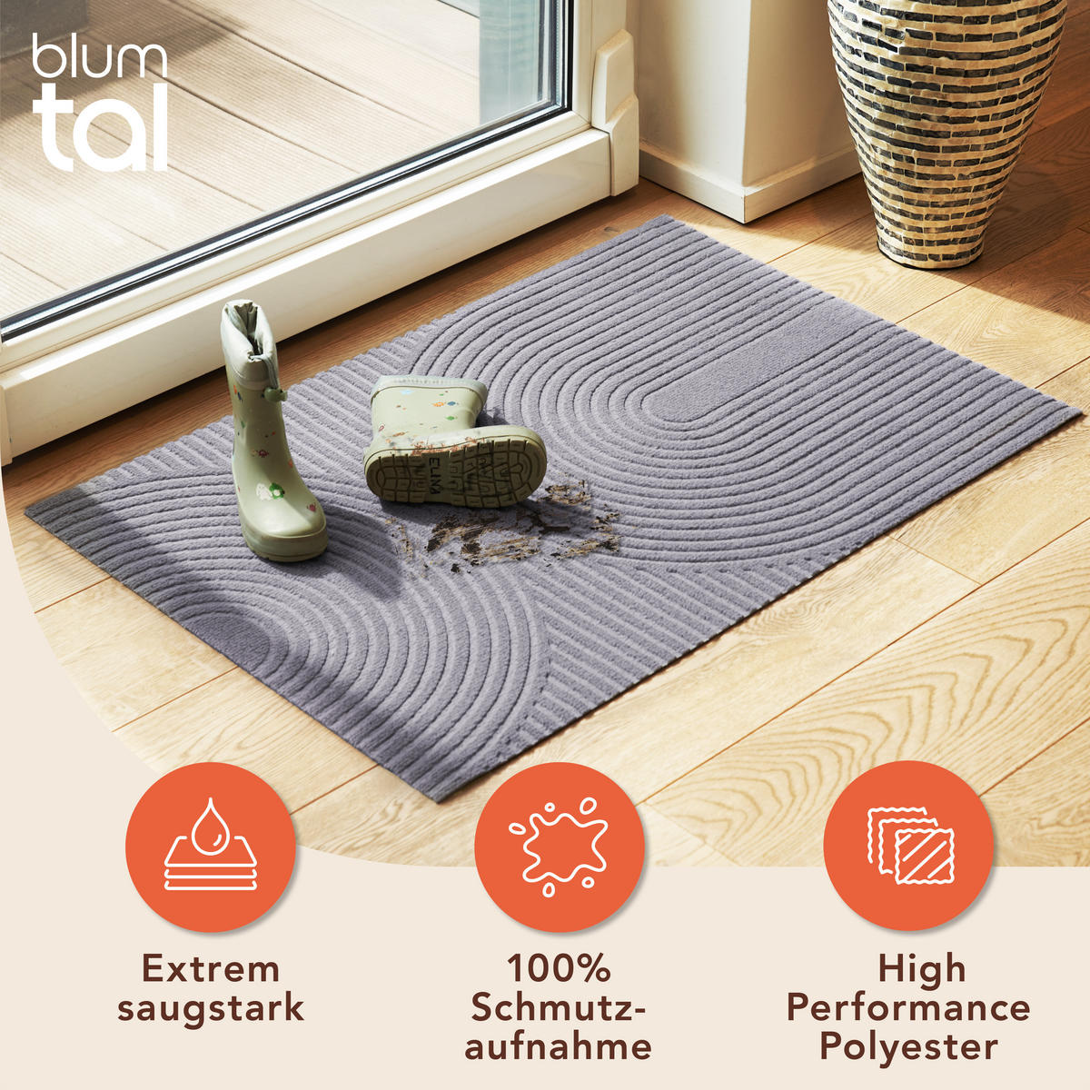 FUSSMATTE 60/90 cm Grau - Grau, Textil (60/90cm) - Blumtal