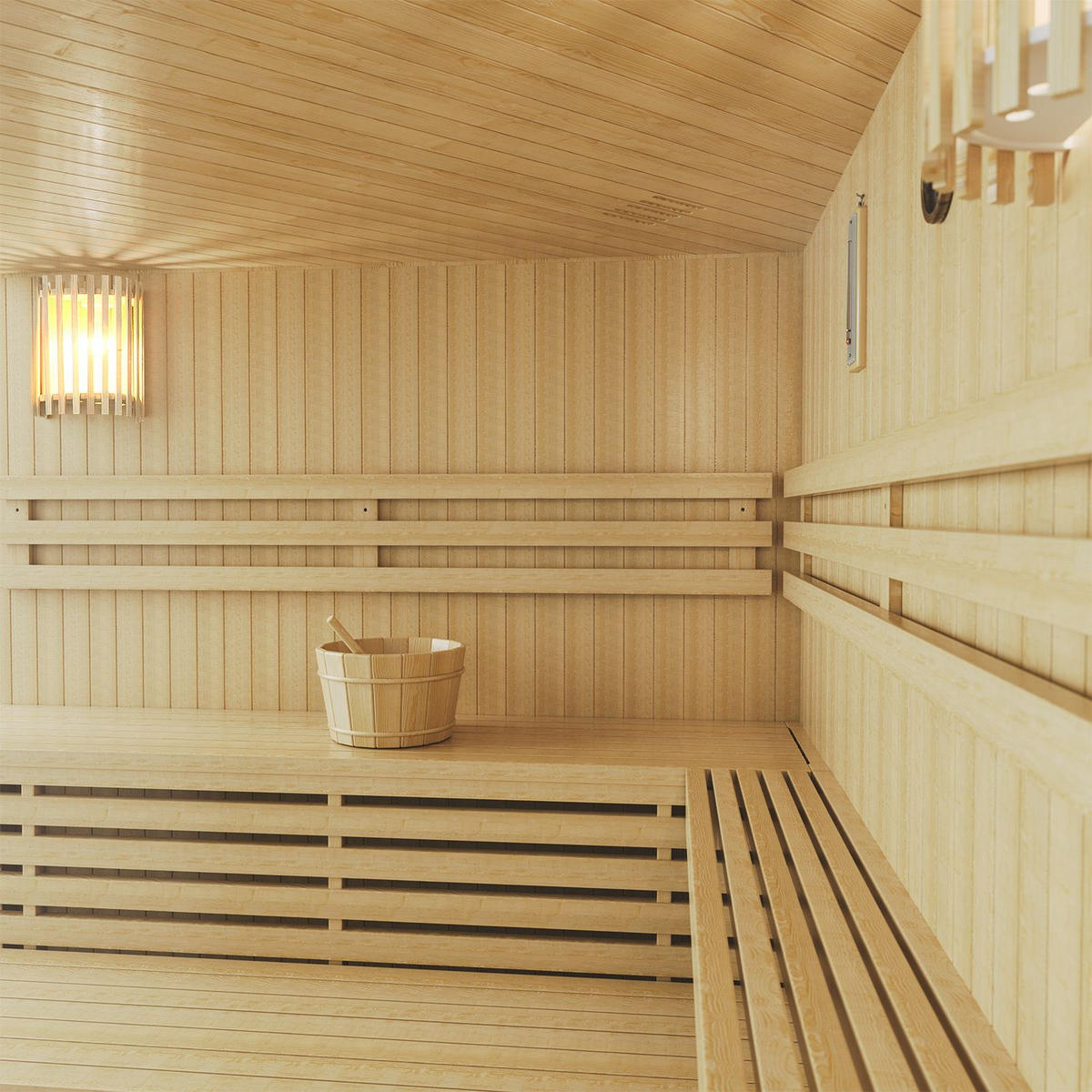 SAUNAKABINE Espoo200 Premium - Naturfarben, Holz (200/200/200cm) - Artsauna