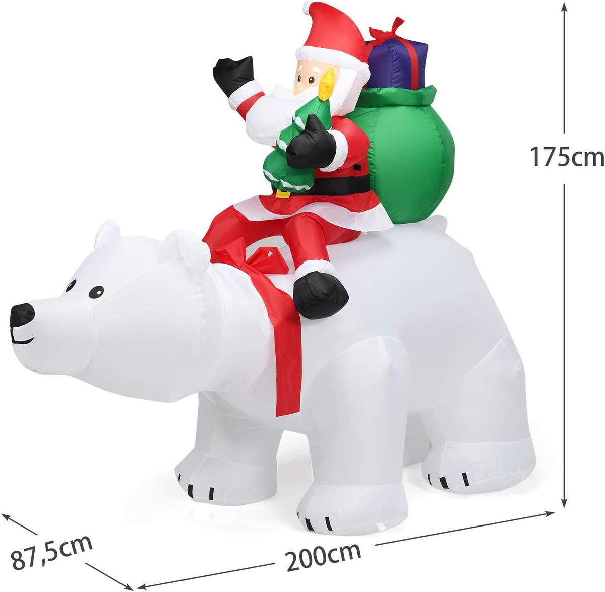 WEIHNACHTSMANN 210cm Weiß - Weiß, Textil (200/175/88cm) - COSTWAY