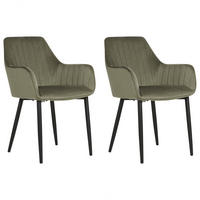 ESSZIMMERSTUHL 2er-Set Samtstoff olivgrün Wellston - Schwarz/Grün, Textil (60/84/61cm) - Beliani