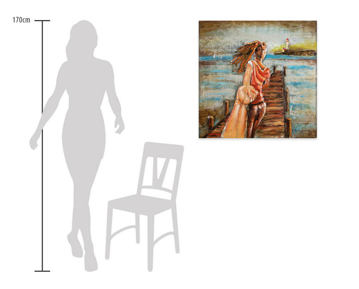 METALLBILD Blau 80/80 cm - Blau, Metall (4.2/80cm) - KUNSTLOFT