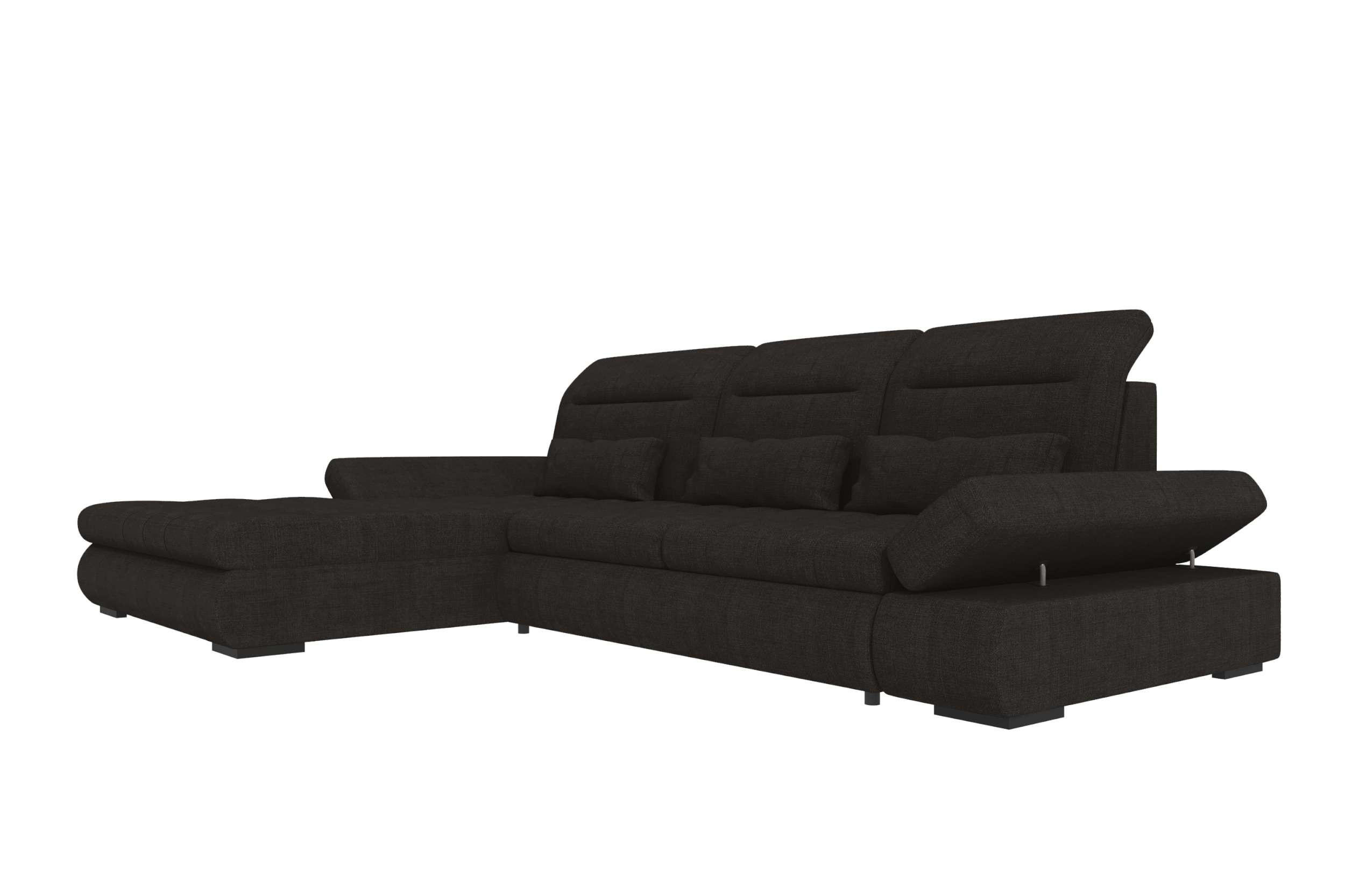ECKSOFA Toscana Plus Velours inkl. Schlaffunktion - Schwarz, Textil (179/300cm) - 99rooms