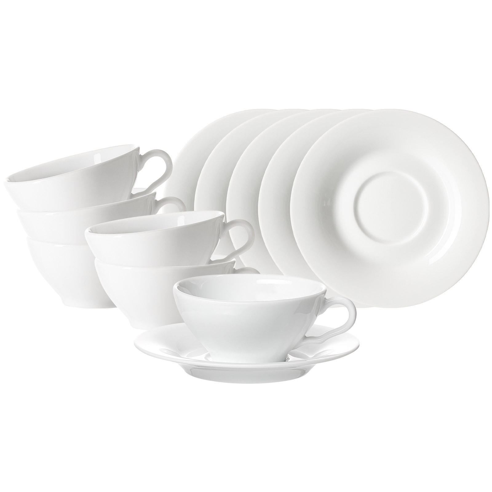 TEETASSEN MIT UNTERTASSEN Ostfriese Weiß 100 ml 6er Set - Weiß, Keramik (100L) - Ritzenhoff Breker