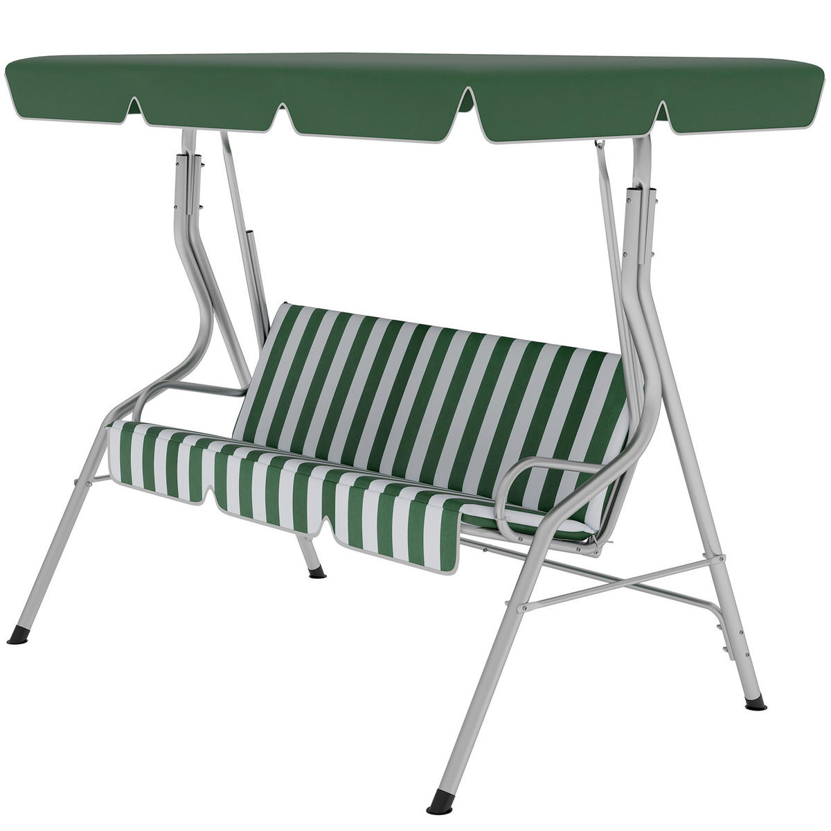 HOLLYWOODSCHAUKEL DE-15298 verstellbares Dach mit Streifenmuster Grün - Grün, Metall (110/153/170cm) - ComfortXL