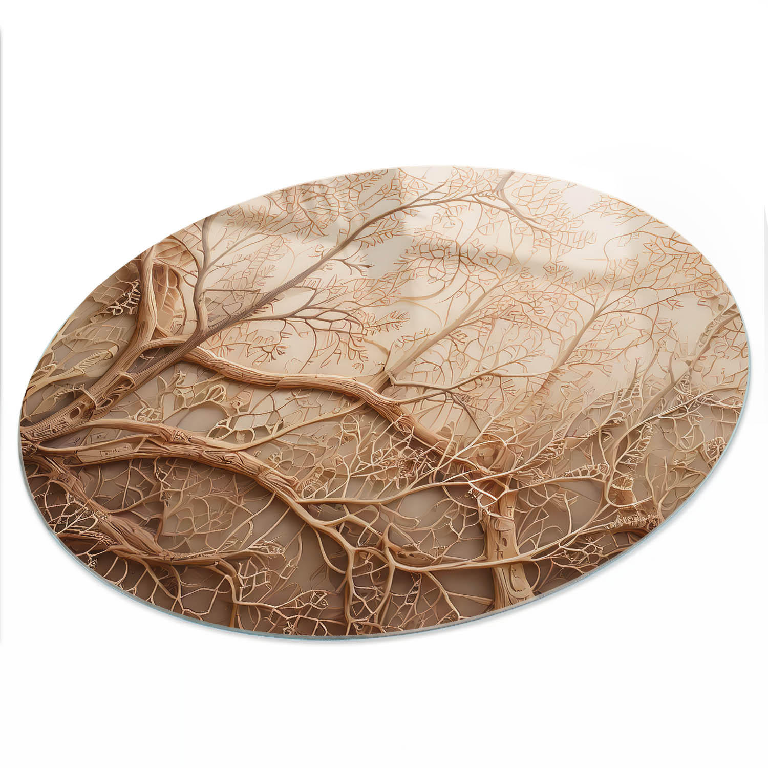 TISCHPLATTE fi100 cm – Hauptzweige - Beige, Glas (0.4/100/100cm) - Wallfluent