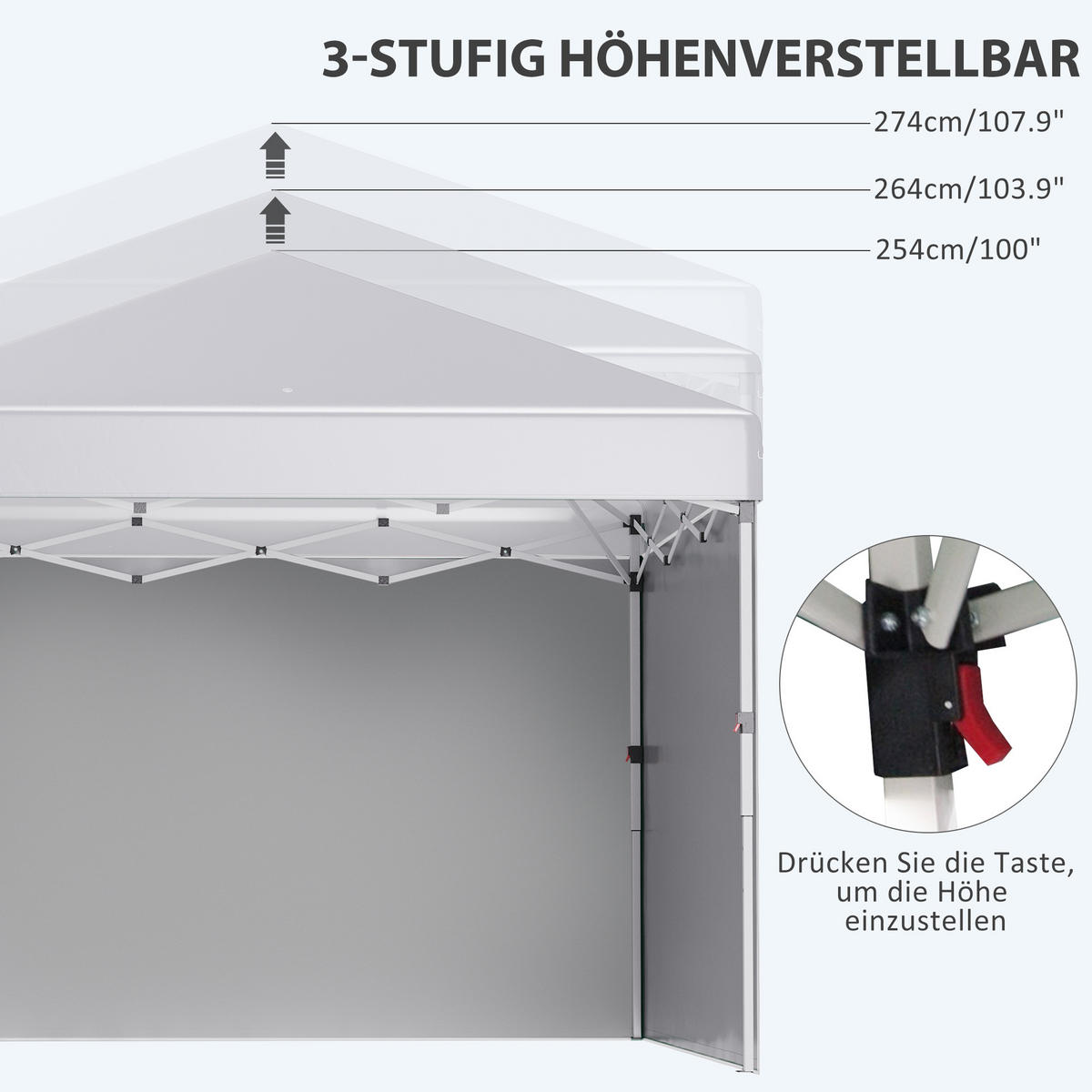 FALTPAVILLON, Stahl, Oxfordstoff, Weiß - Weiß, Metall (297/274/297cm) - Outsunny