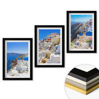 WANDBILDER 3er-Set - 20x30 cm Schwarzer Rahmen - Landschaftsarchitektur Oia Santorini - Schwarz, Kunststoff (20/30cm) - ArtPrintCave